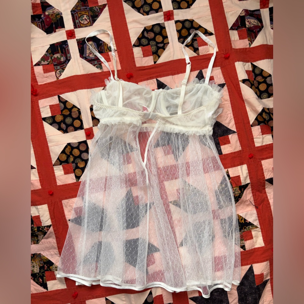 Y2K Victorias Secret Tulle Dotted BabyDoll Dress 36B XS/S - Picture 3 of 5